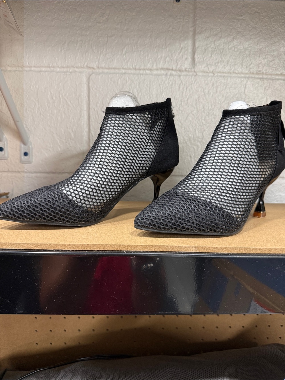 Black Mesh Pointed-Toe Ankle Boots - Women